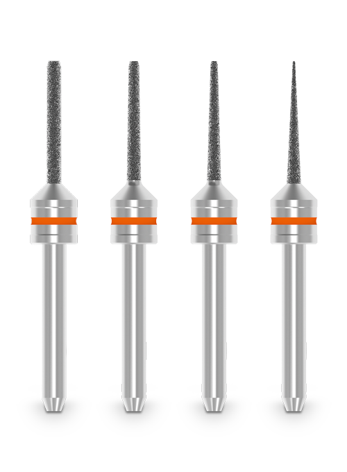 Burs, Milling - AG RFID Orange - Processing Glass Ceramics, Lithium Disilicates, and Hybrid Ceramics