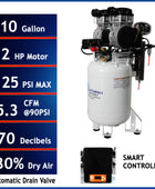 California Air Tools 2.0 Hp SMART Ultra Quiet & Oil-Free 10 Gallon Air Compressor with 80% Air Dryer and Auto Drain Valve