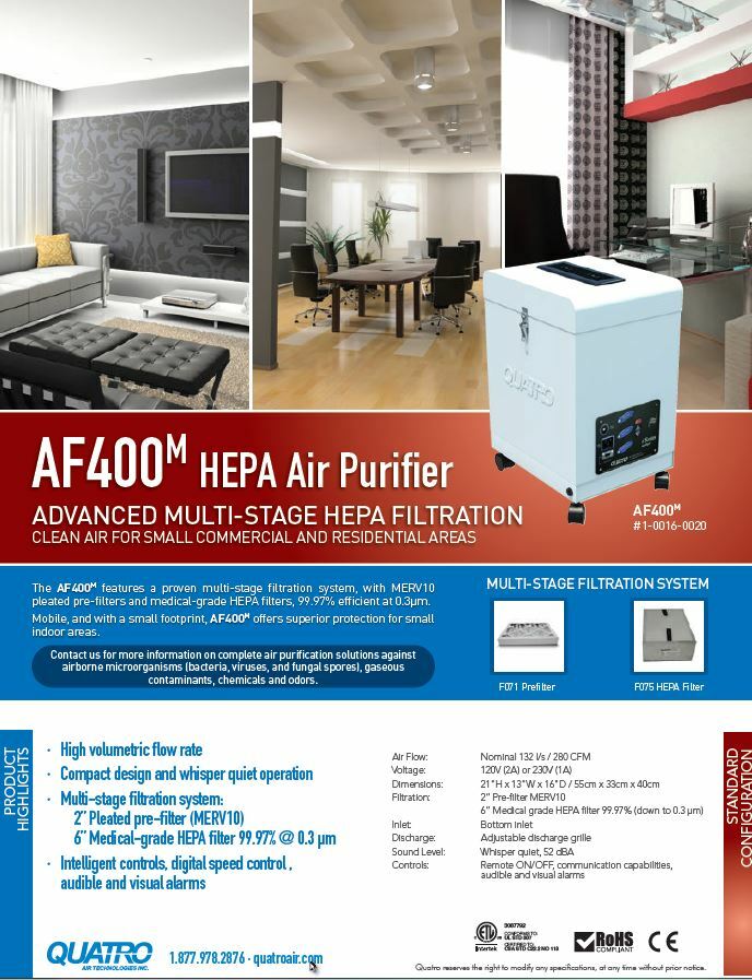 Quatro AF400m Medical HEPA Purifier